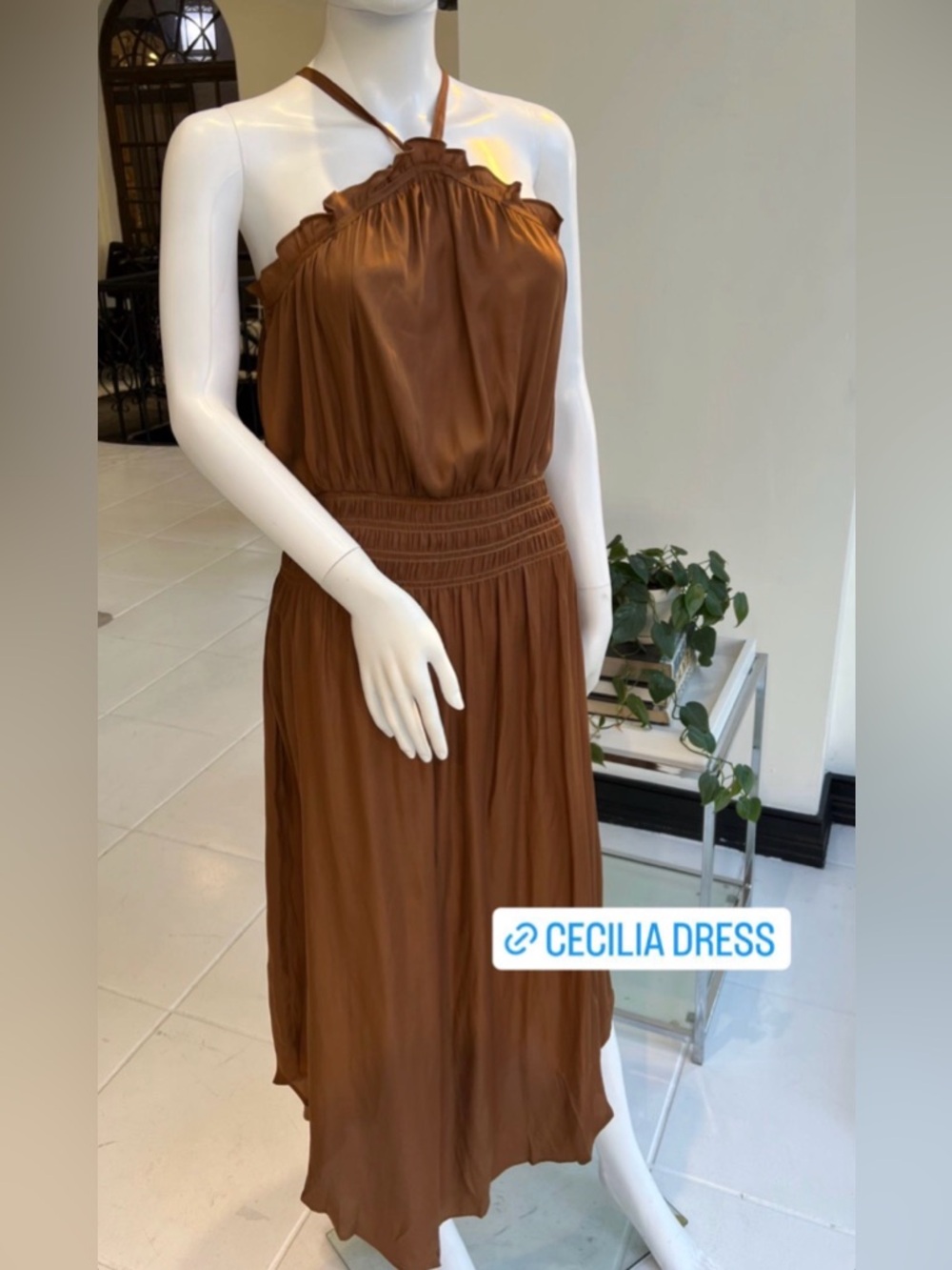 London - Women's Brown Halter Maxi Dress - S